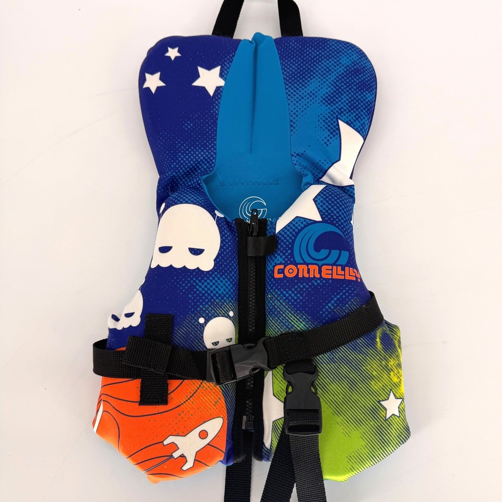Connelly Infant Life‎ Vest Type II PFD Under 30 lbs Blue Space Rocket Alien 2018